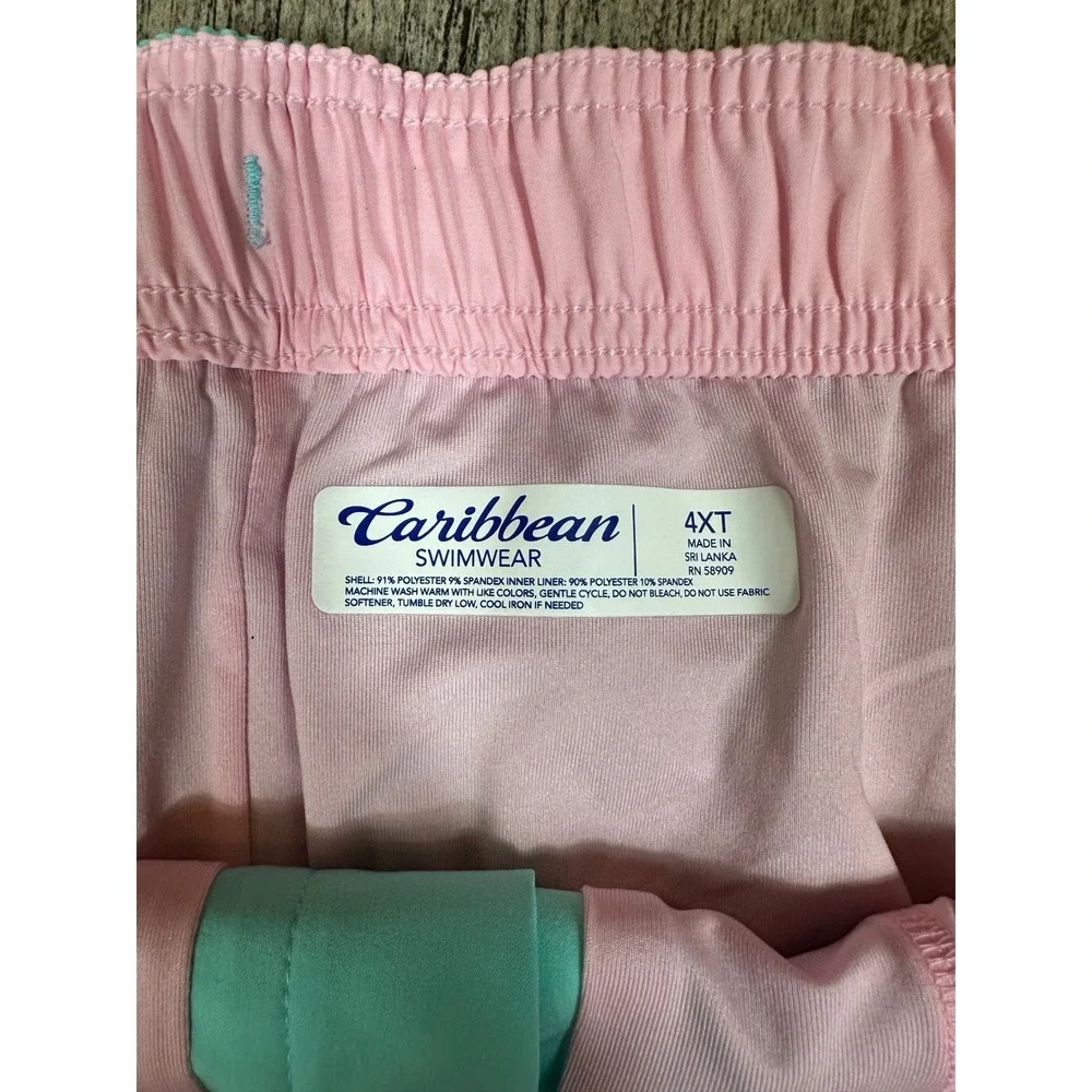 Caribbean Roundtree Yorke 4XT Tall Man Swim Trunks‎ Board Shorts Turquoise NWT